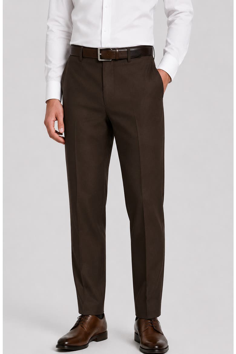 Stefano Modern Fit Wool Trousers, Main, color, BROWN