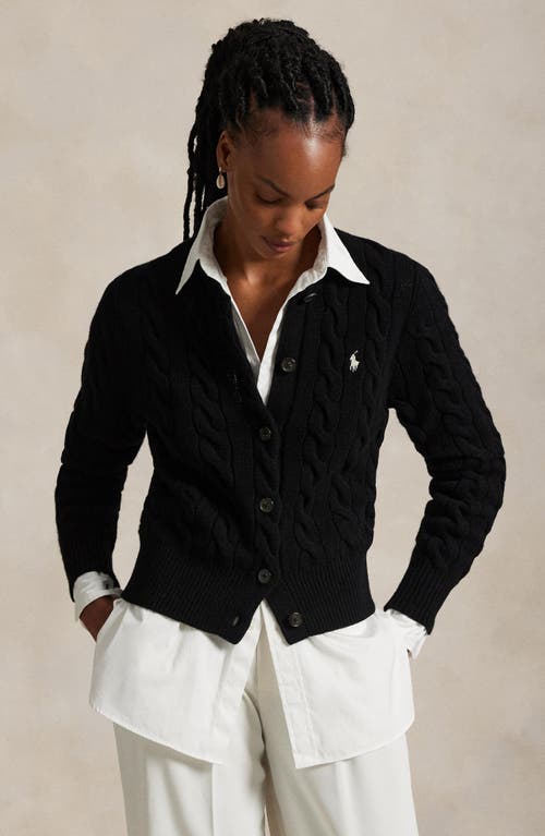 Polo Ralph Lauren Button-up Cable Knit Sweater-cardigan With Ribbed Detailing In Blue