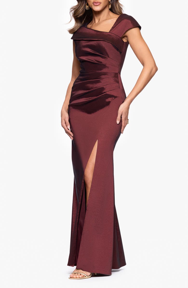 Xscape Evenings Stretch Taffeta Trumpet Gown, Alternate, color, Wine