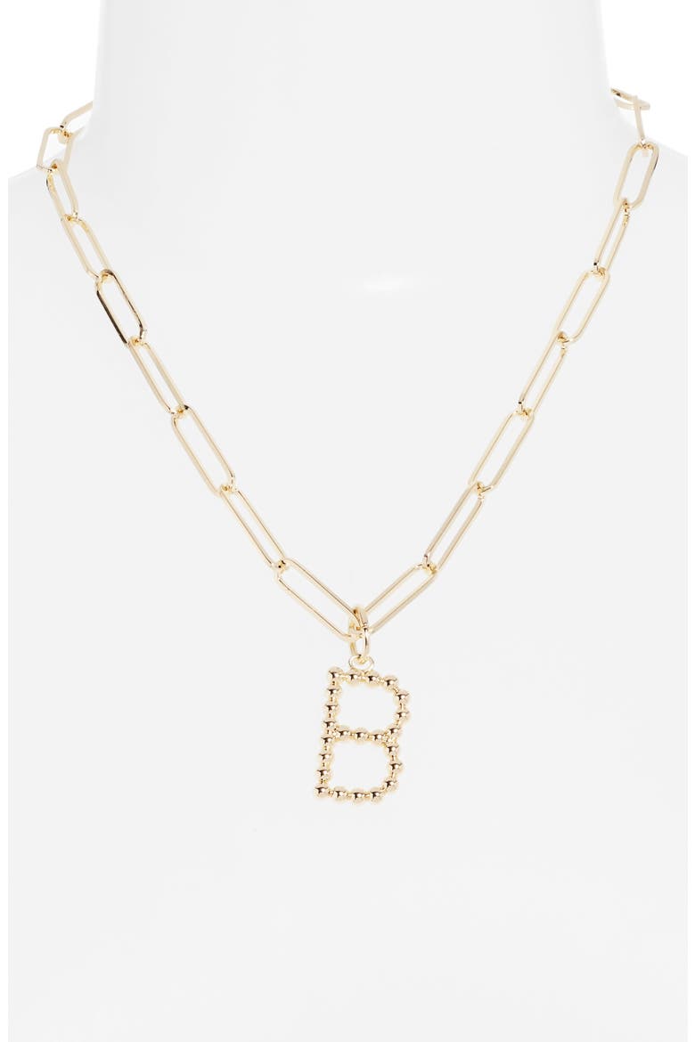 Beaded Initial Necklace, Alternate, color, B- GOLD