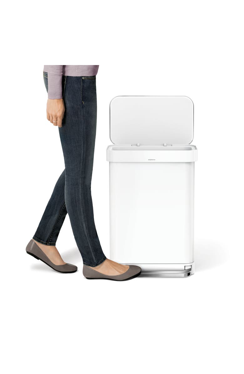 simplehuman 55L rectangular step can with liner pocket, Alternate, color, White