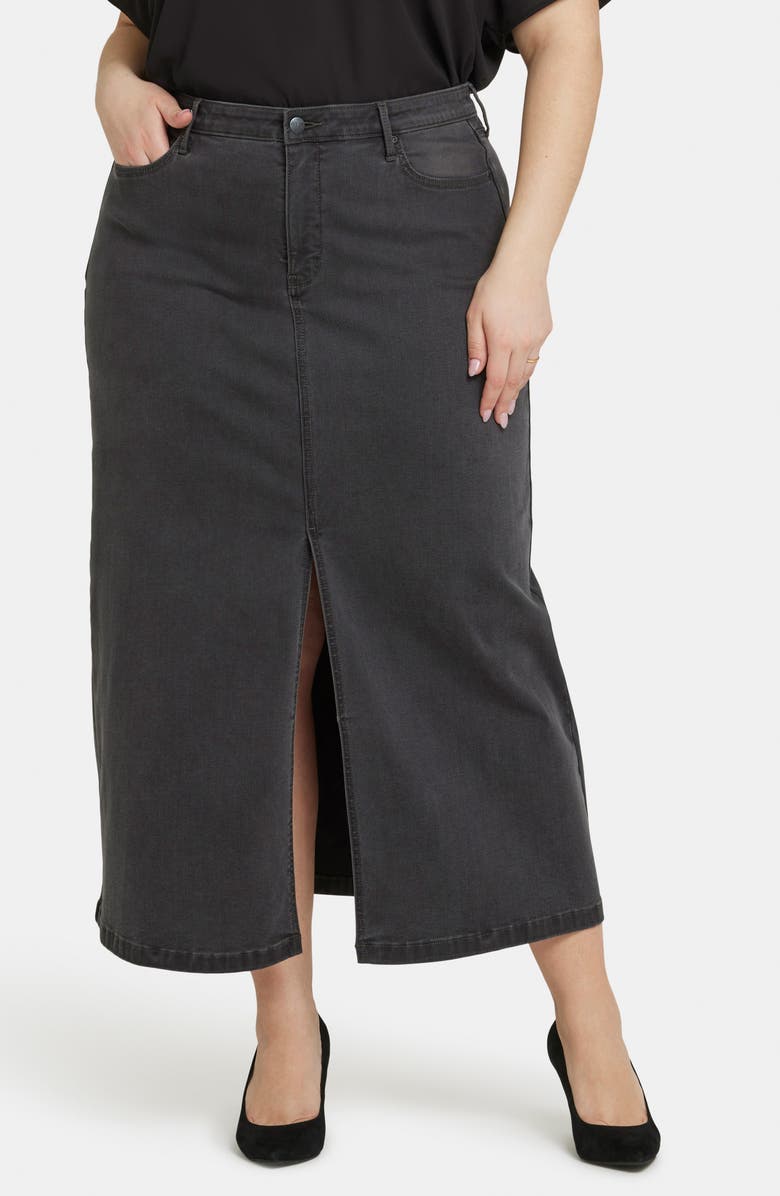 NYDJ High Waist Slit Front Denim Maxi Skirt, Main, color, Cloud Stone
