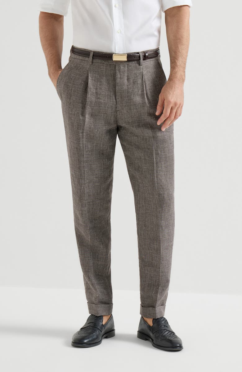 Brunello Cucinelli Houndstooth trousers, Alternate, color, Hazelnut