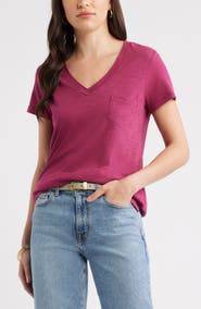 Caslon® Cotton & Modal V-Neck T-Shirt