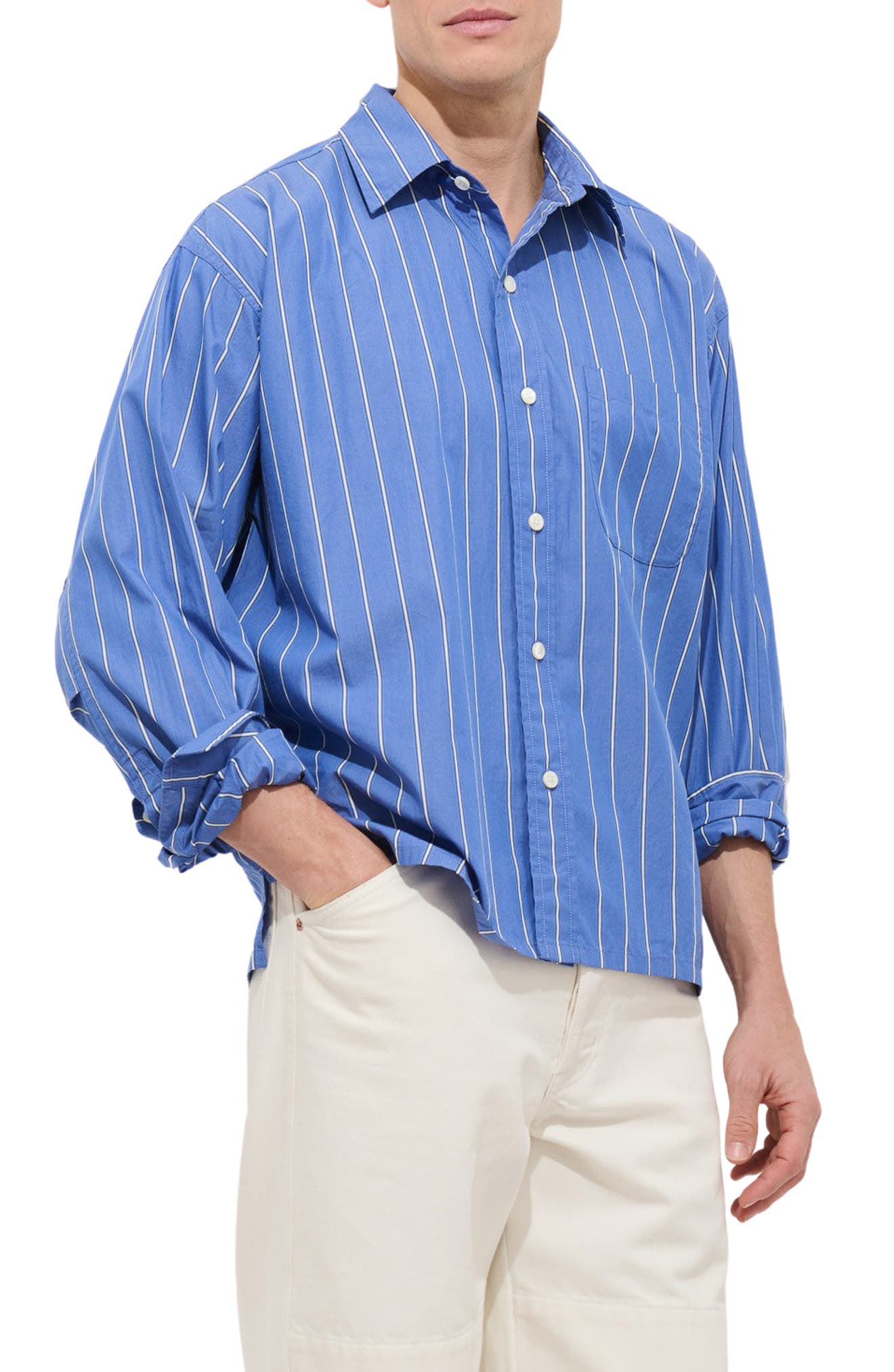 Franklin Loose Fit Stripe Cotton Button-Up Shirt (Men) | Nordstrom
