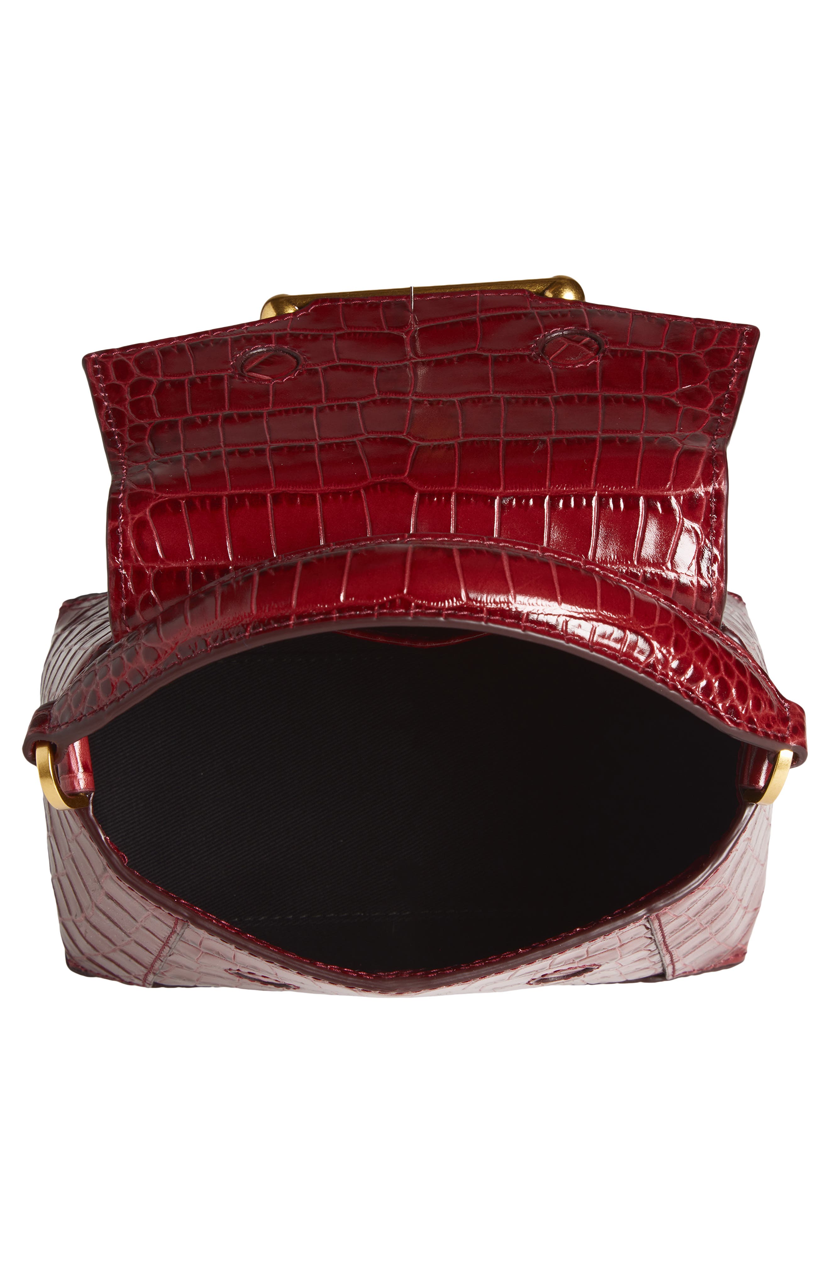 Strathberry Nano Mosaic Croc Embossed Leather Handbag, Alternate, color, Oxblood