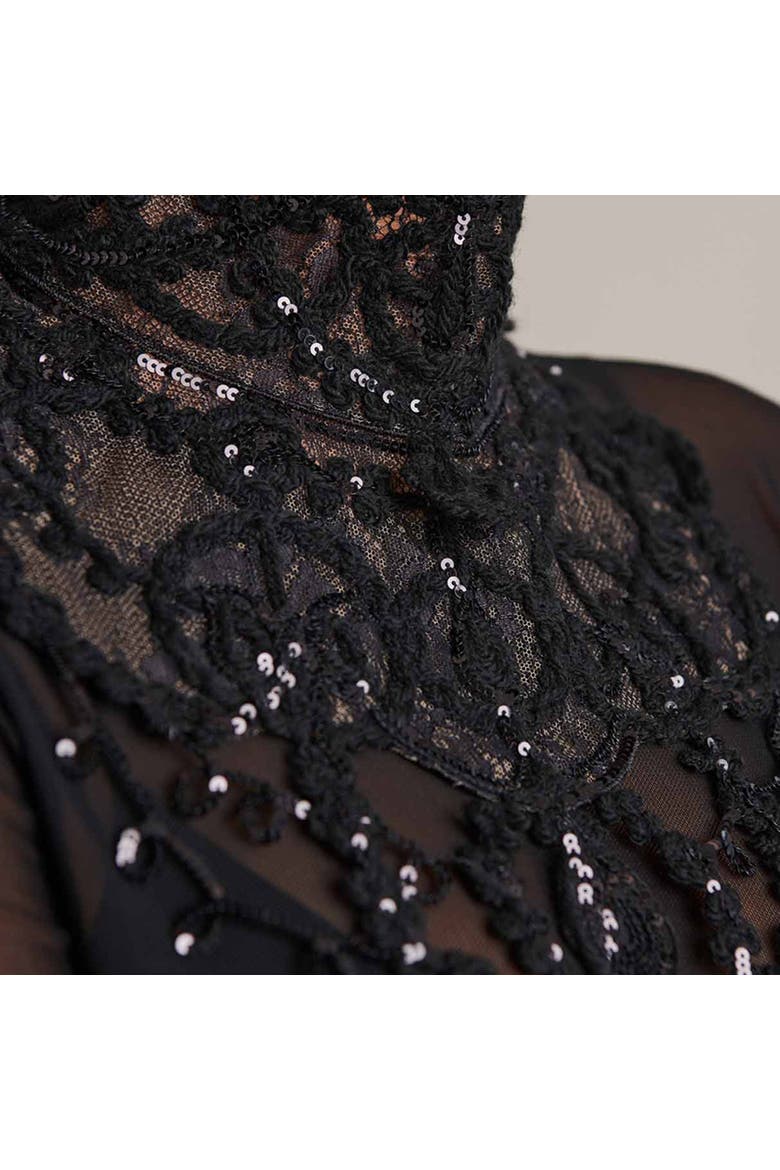 Embroidered Sequin Lace Collar, Alternate, color, Black