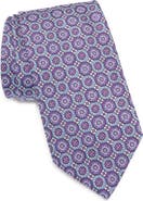 David Donahue Neat Medallion Jacquard Silk & Cotton Tie