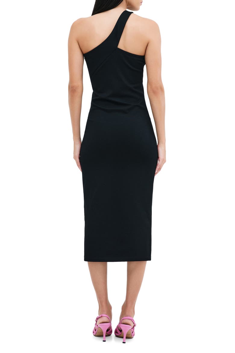 Cameron One-Shoulder Ponte Midi Dress, Alternate, color, BLACK