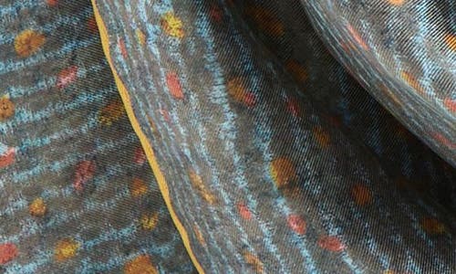 Lafayette 148 New York Textile Print Silk Twill Square Scarf In Gray