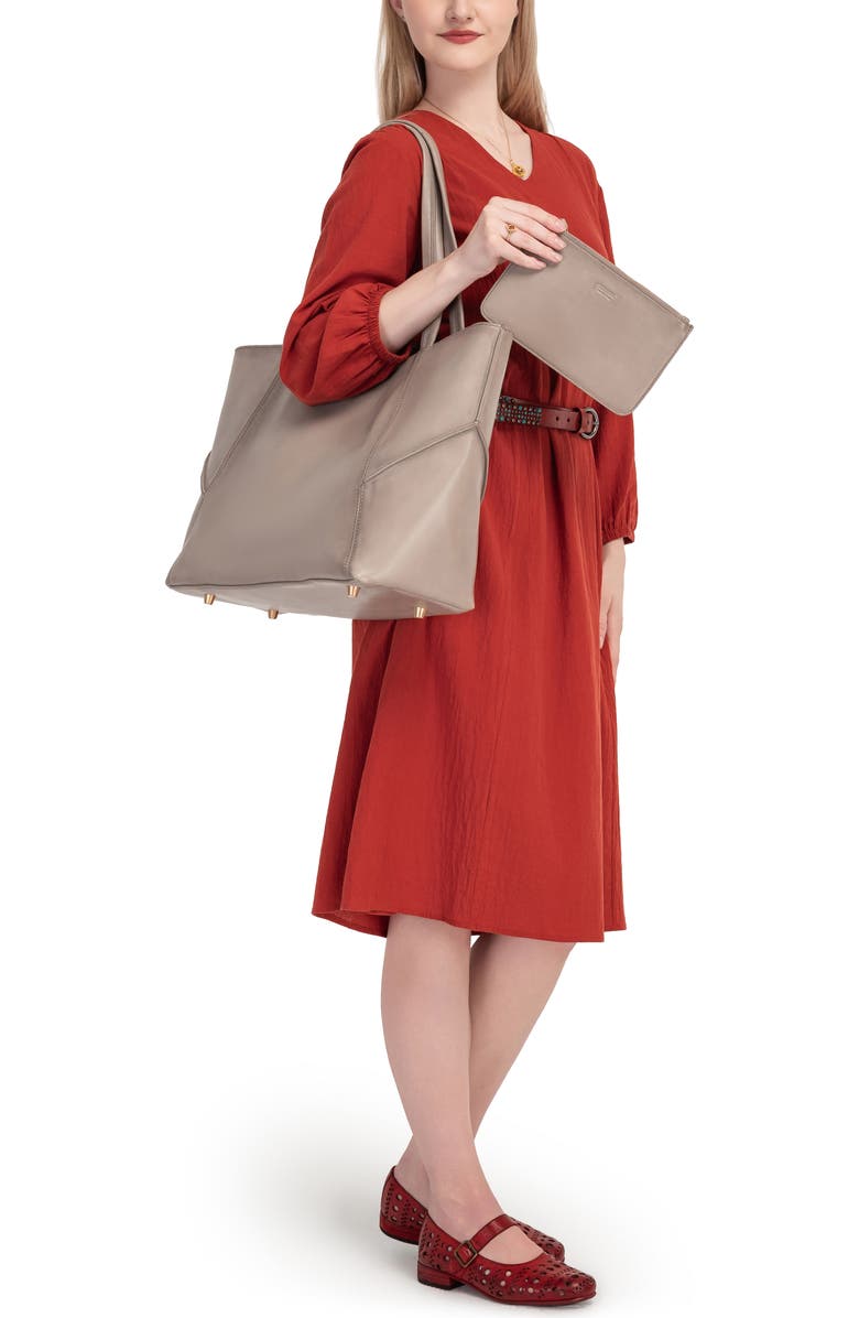 OLD TREND Wishbone Oversized Leather Carryall Tote, Alternate, color, Grey