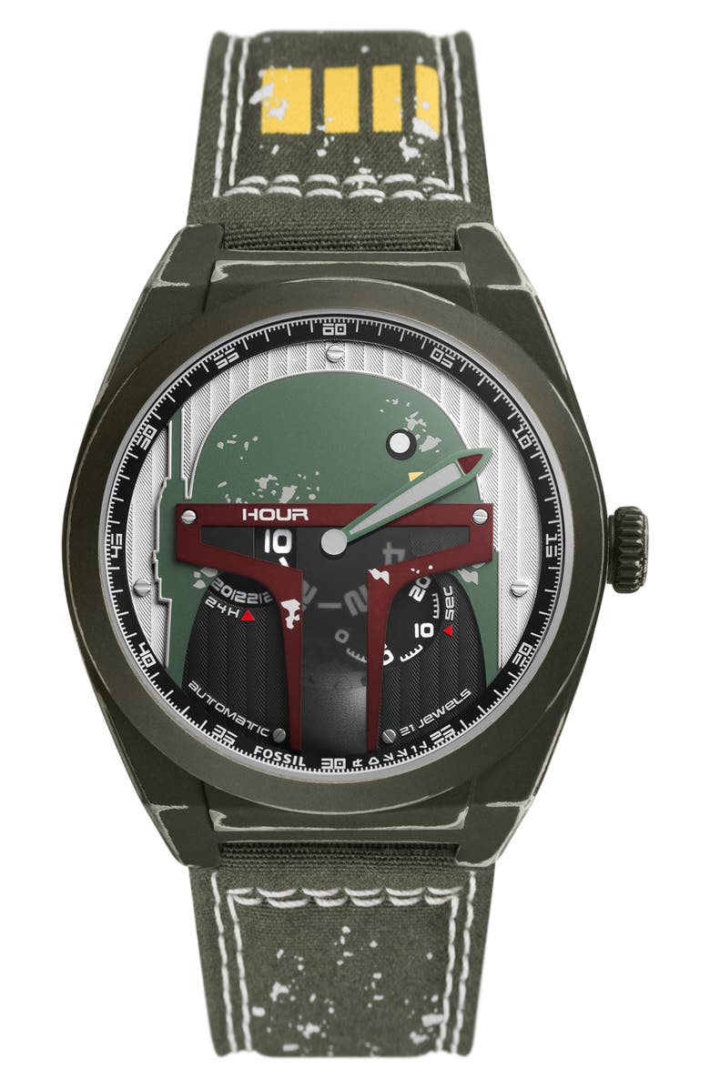 Fossil x Star Wars<sup>™</sup> Limited Edition Boba Fett Ventile<sup>®</sup> Strap Watch, 43mm, Main, color, 