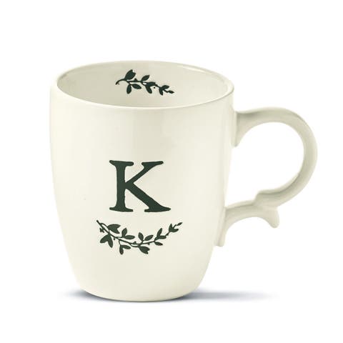 Personalized Monogram K Mug - Ceramic Drinkware Spring White