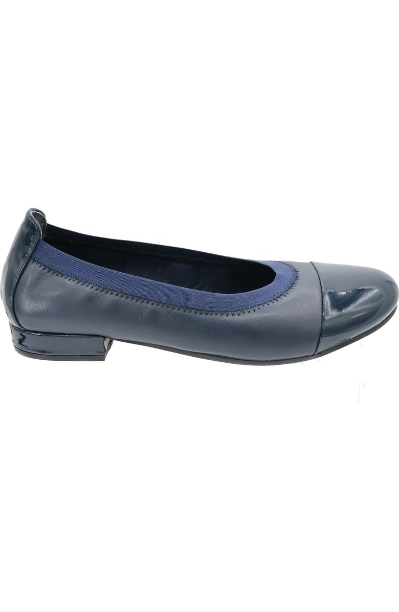 David Tate Nicole Cap Toe Flat, Alternate, color, Navy / Bone Pat