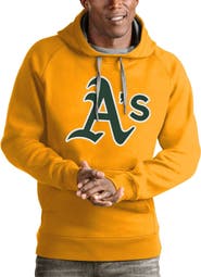 ANTIGUA Men's Antigua Gold Oakland Athletics Victory Pullover Team Logo Hoodie