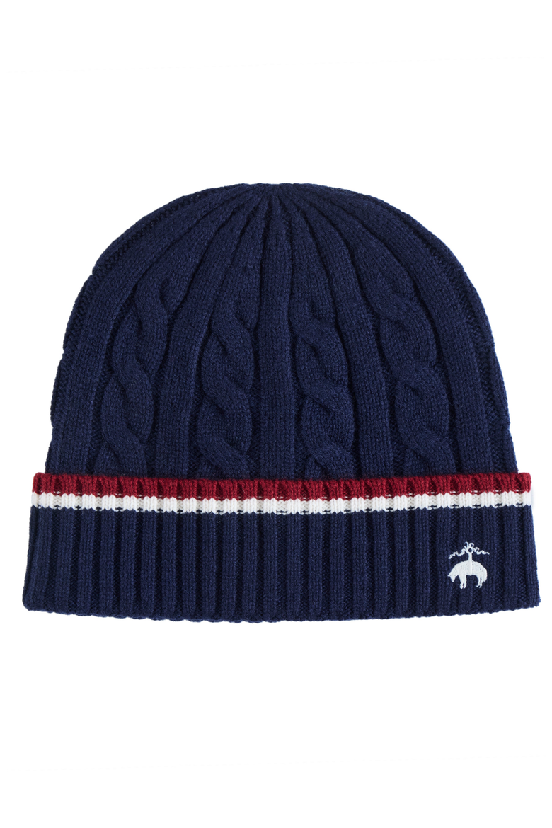 Cashmere Blend Tennis Stripe Cable Hat, Main, color, Navy