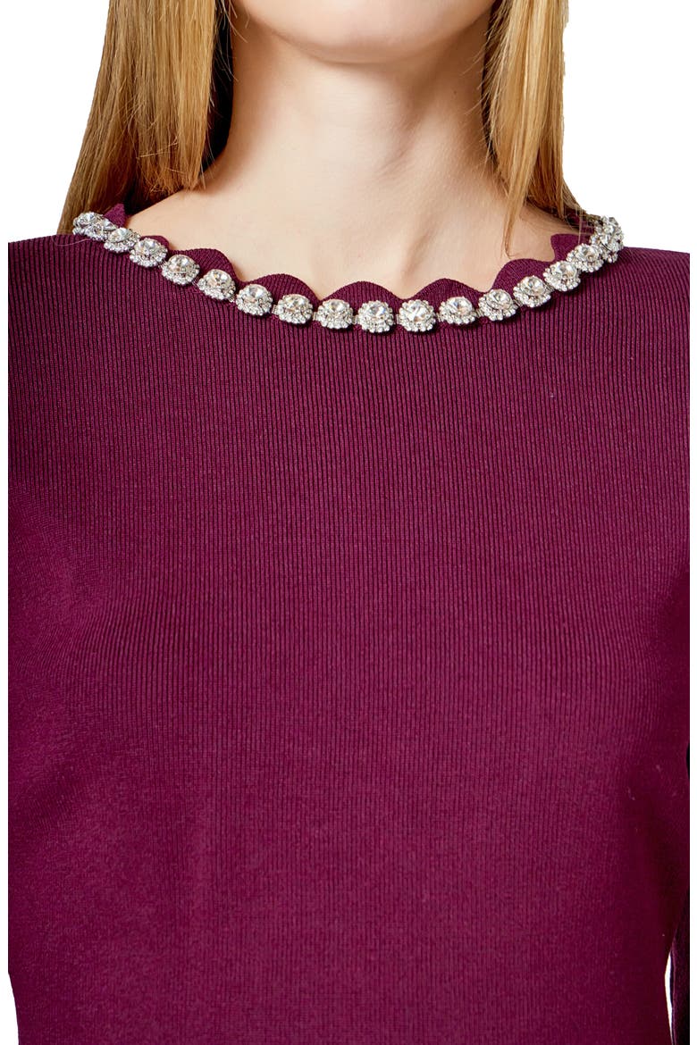 Jewel Neck Knit Top, Alternate, color, DARK VIOLET