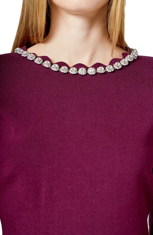 Endless Rose Jewel Neck Knit Top In Purple