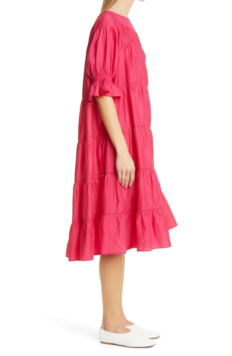Merlette Paradis Tiered Puff Sleeve Cotton Dress, Alternate, color,