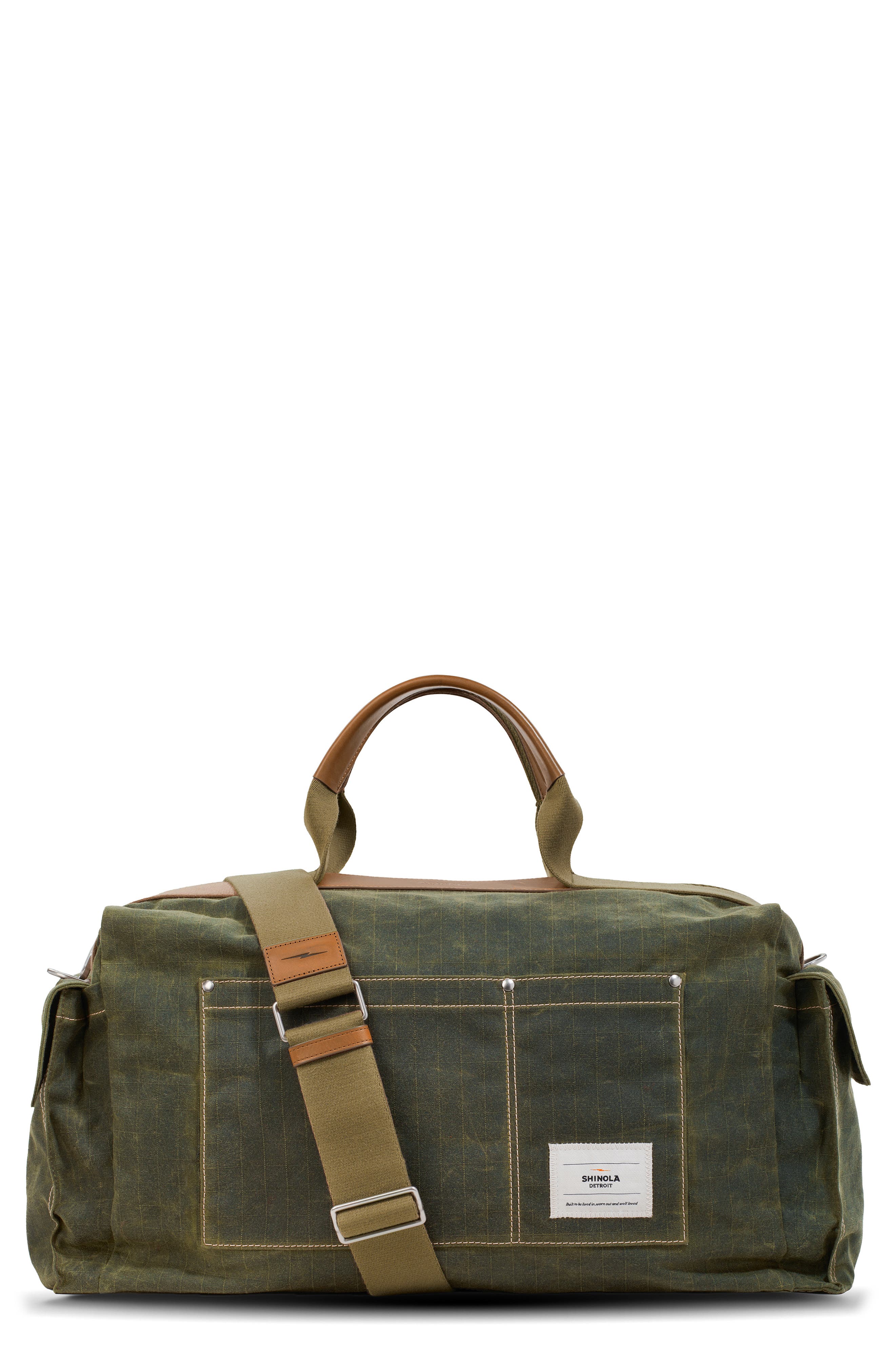 Shinola Small Runabout Waxed Canvas Duffle Bag, Main, color, 