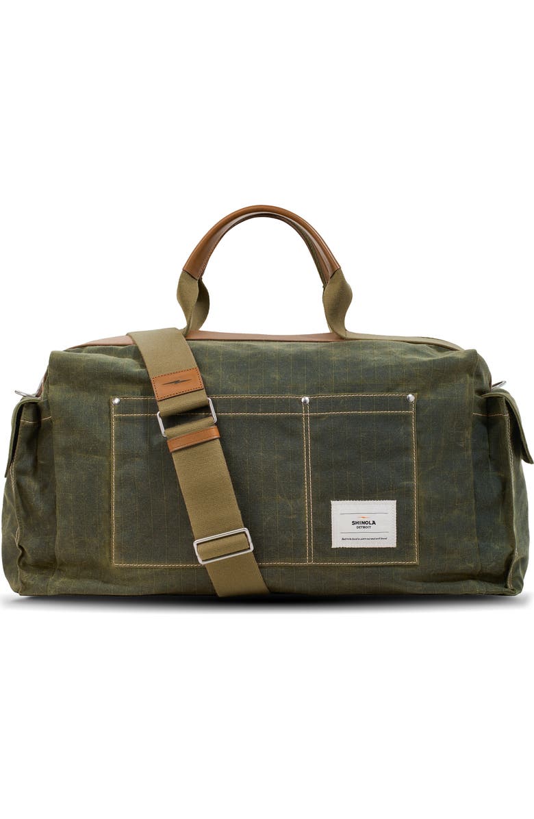 Shinola Small Runabout Waxed Canvas Duffle Bag, Main, color,