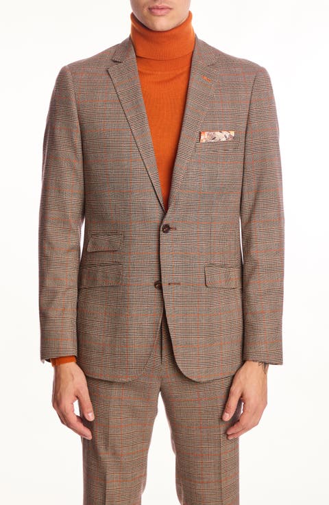 Dover Slim Fit Orange Glen Plaid Blazer (Regular & Big)