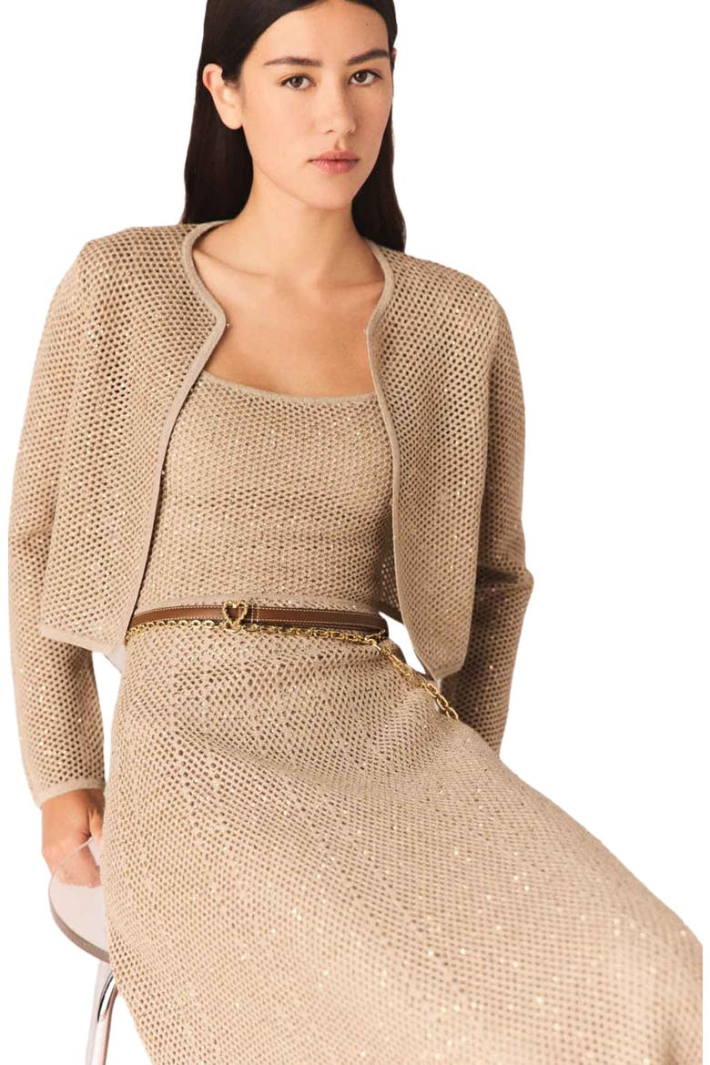Rhinestone knit cardigan, Alternate, color, Nude