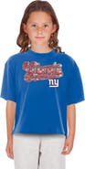 New Era Girls Youth New Era Royal New York Giants Flip Sequin Boxy T-Shirt