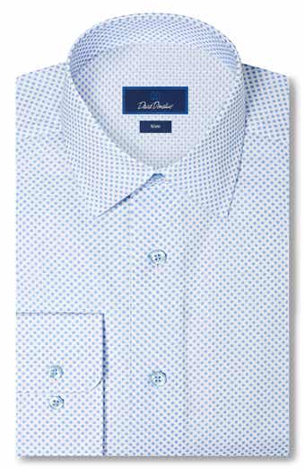 Slim Fit Neat Print Stretch Cotton Twill Dress Shirt