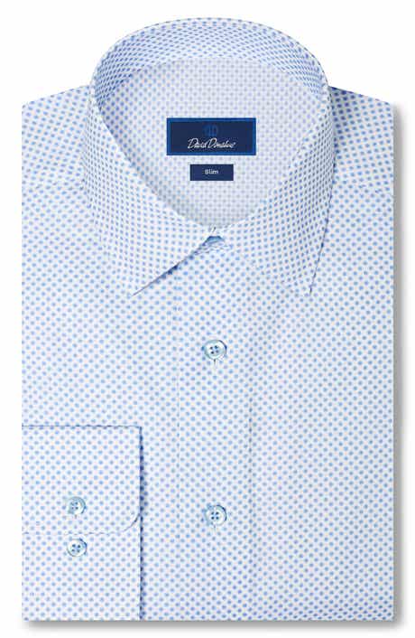 Slim Fit Neat Print Stretch Cotton Twill Dress Shirt