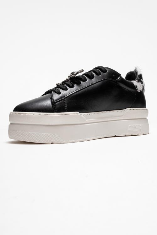 Forever & Always Shoes Laren Leather Buckle Sneakers In Black