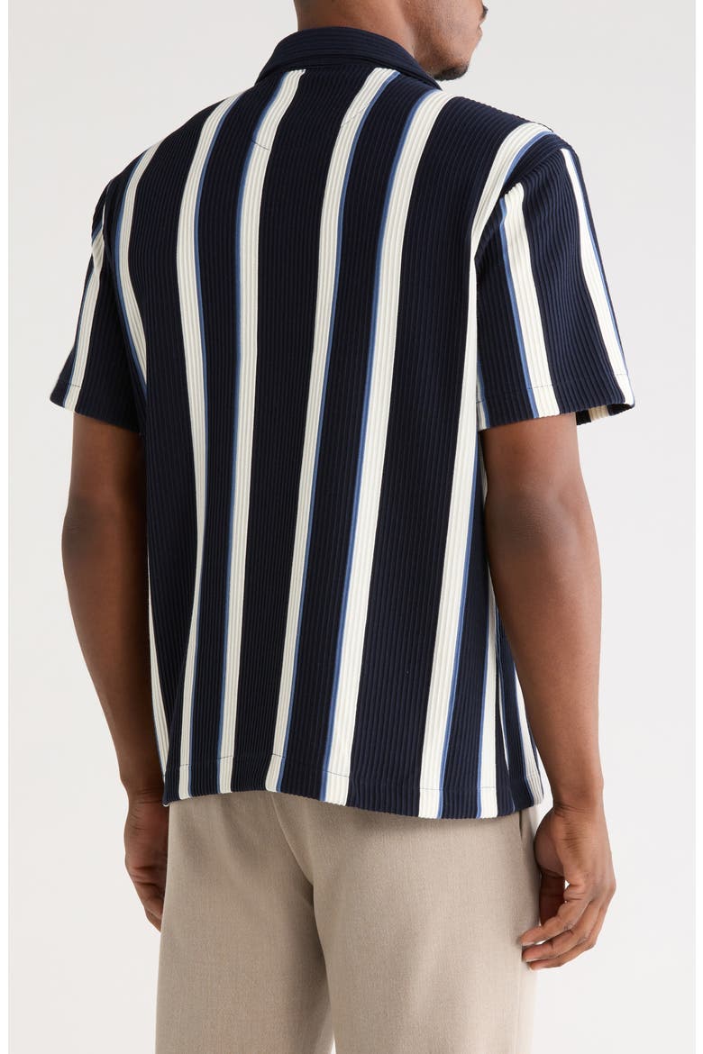 Relaxed Fit Vertical Stripe Camp Shirt, Alternate, color, NAVY