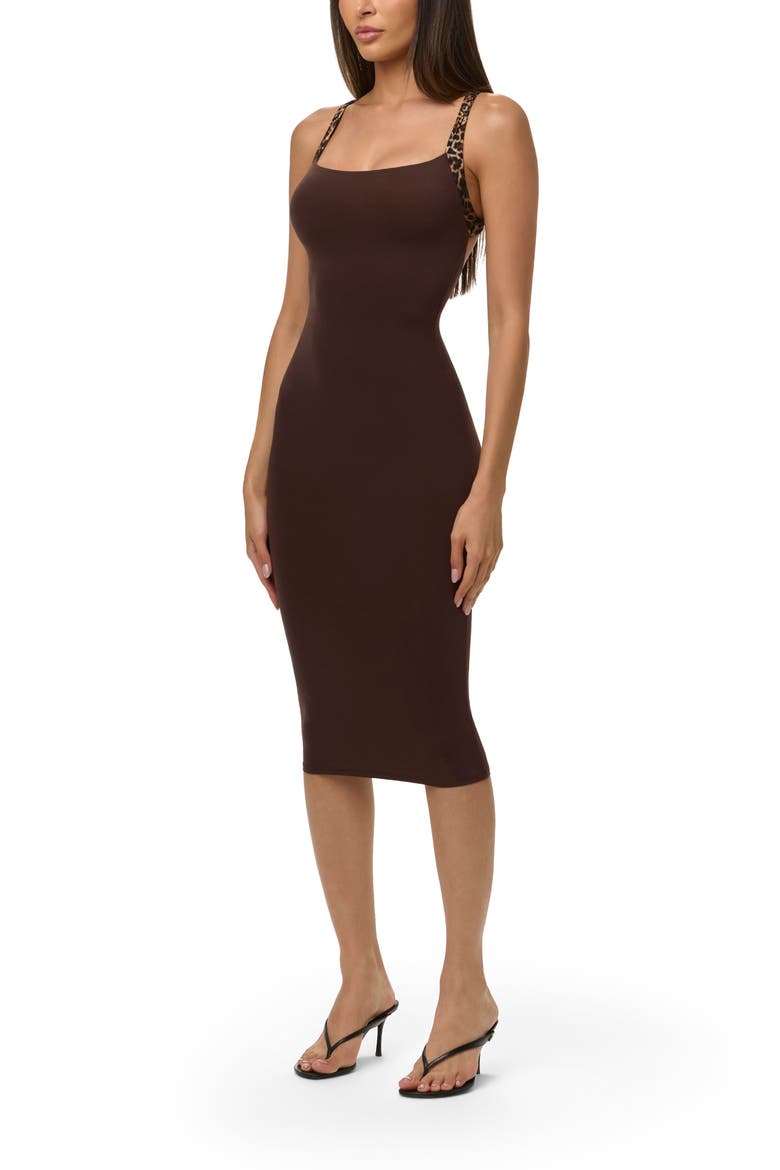 Scoop Neck Midi Dress, Alternate, color, DARK CHOCOLATE