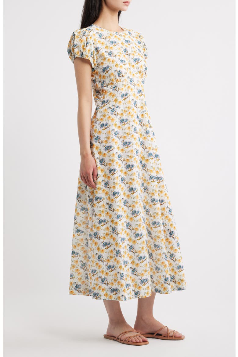 Rhodia Floral Organic Cotton Midi Dress, Alternate, color, NARCISSUS BLOOM
