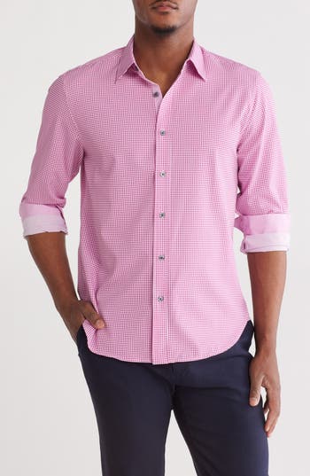 Construct Mens Collar Recycled Polyester Button-down Shirt In Pink