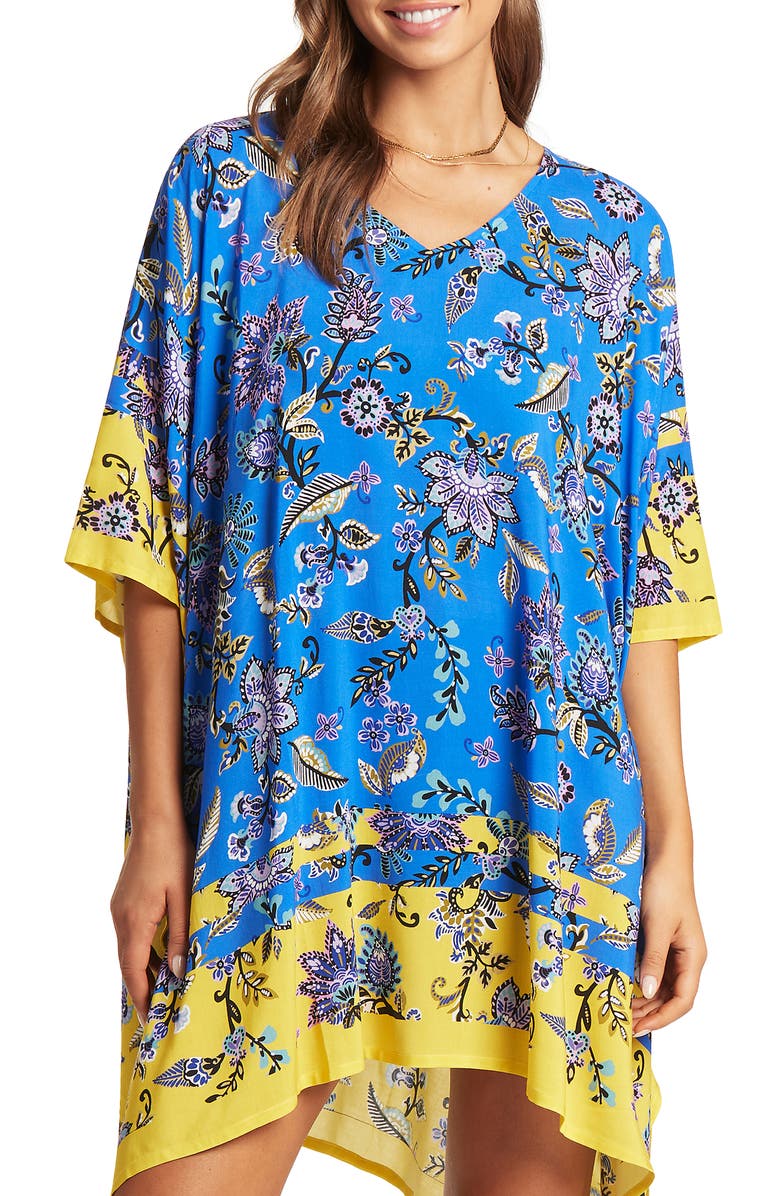 Sea Level Placement Colorblock Cover-Up Caftan, Alternate, color, 