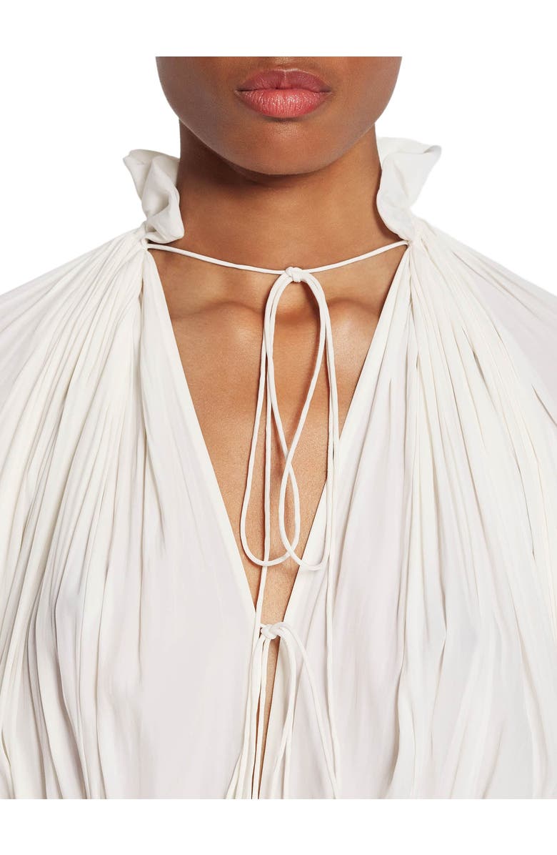 Lanvin Long Charmeuse Ruffle Dress, Alternate, color, Off White