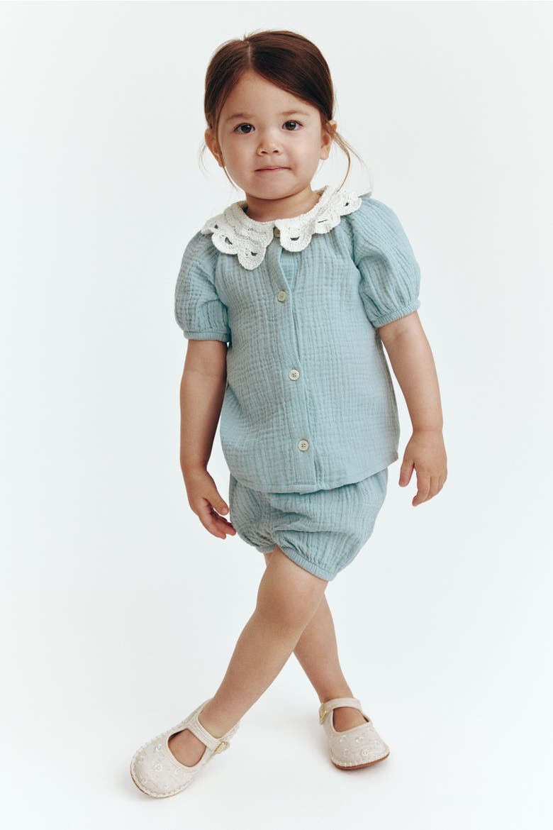 2-piece Cotton Muslin Set, Alternate, color, Light turquoise