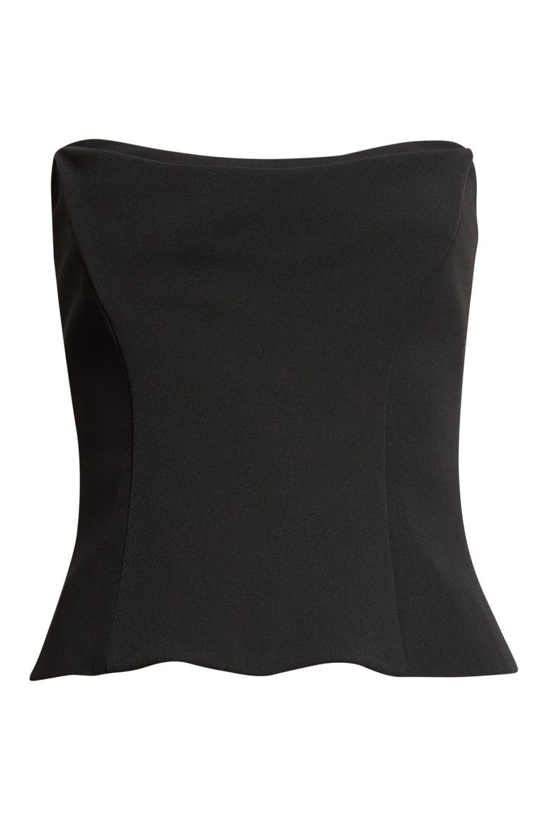 Draped Fluid Crepe Bustier, Alternate, color, BLACK