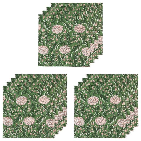 Peony Block Print Napkin - Set of 12