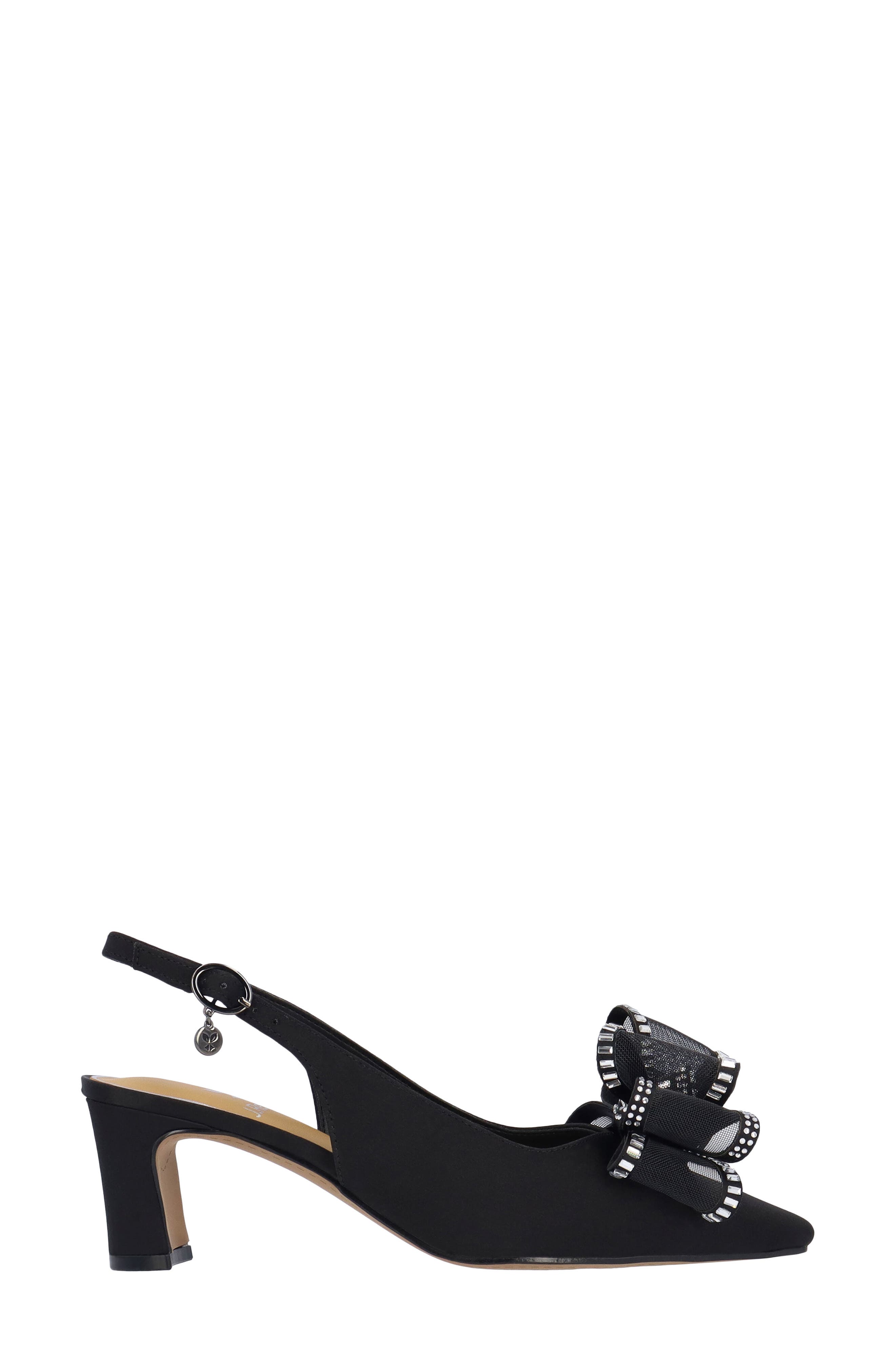 J. Reneé Kalindra Crystal Bow Embellished Slingback Pump, Alternate, color, Black