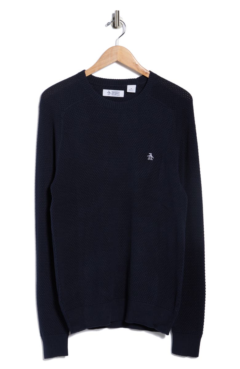 Original Penguin Bubble Stitch Crewneck Sweater, Alternate, color, Dark Sapphire