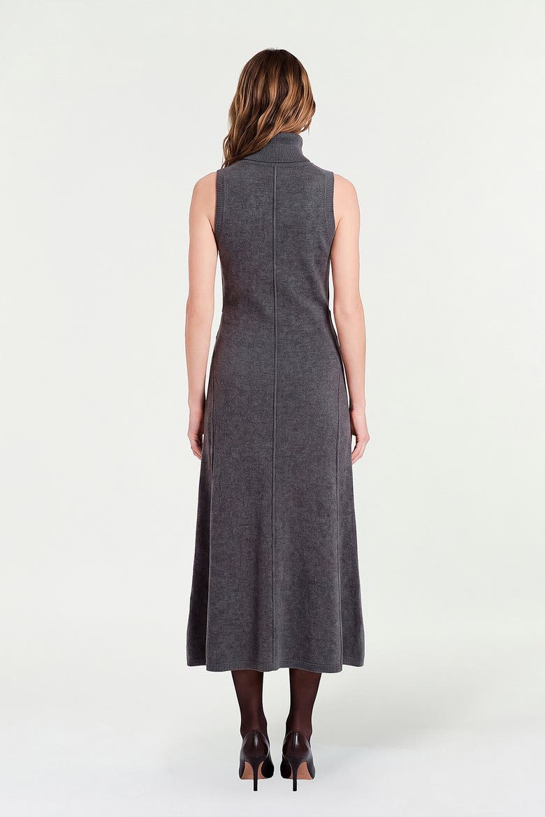 Zinnia Rollneck Tie Waist Dress, Alternate, color, Charcoal