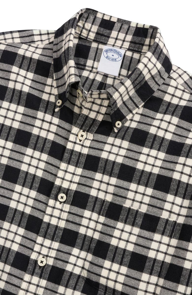 Brooks Brothers Plaid Cotton Flannel Button-Down Sport Shirt, Alternate, color, 