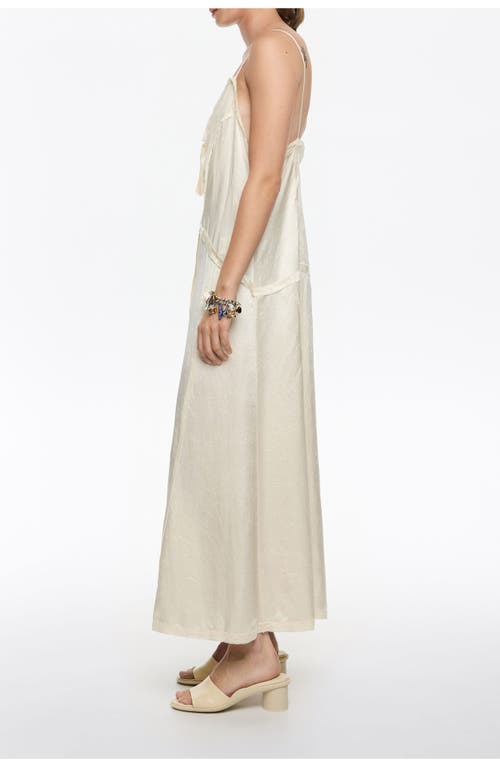 Bimba Y Lola Mixed Fabrics Straight Cut Midi Dress In White