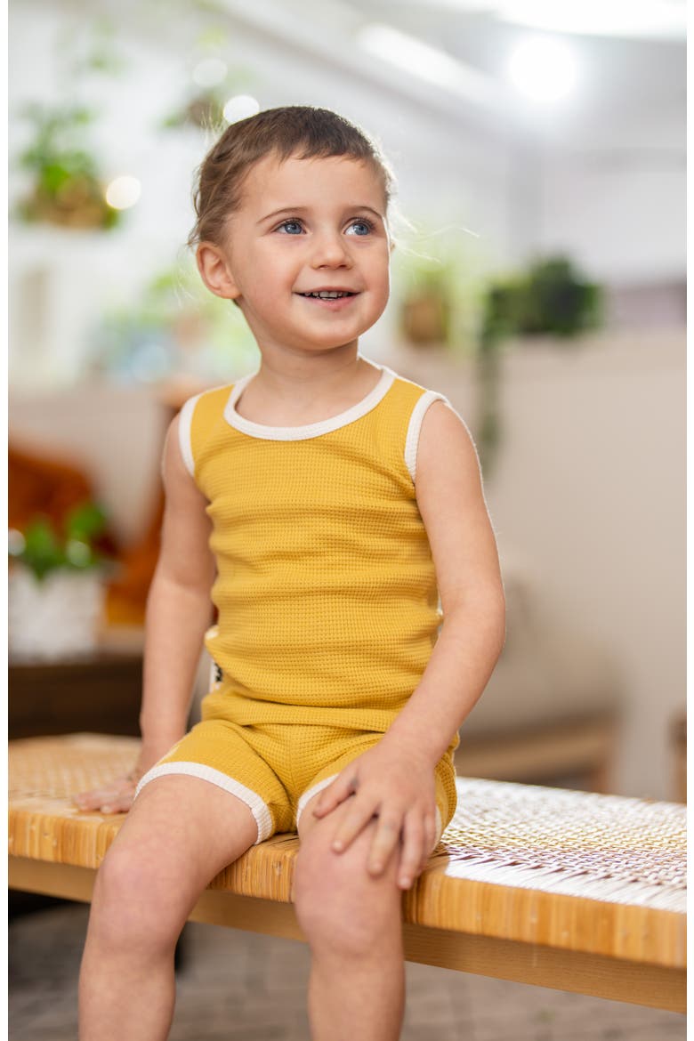 Waffle Knit Tank & Shorts Set, Alternate, color, HONEY