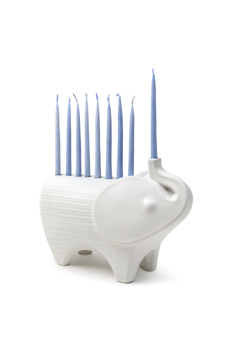Elephant Menorah, Alternate, color, White