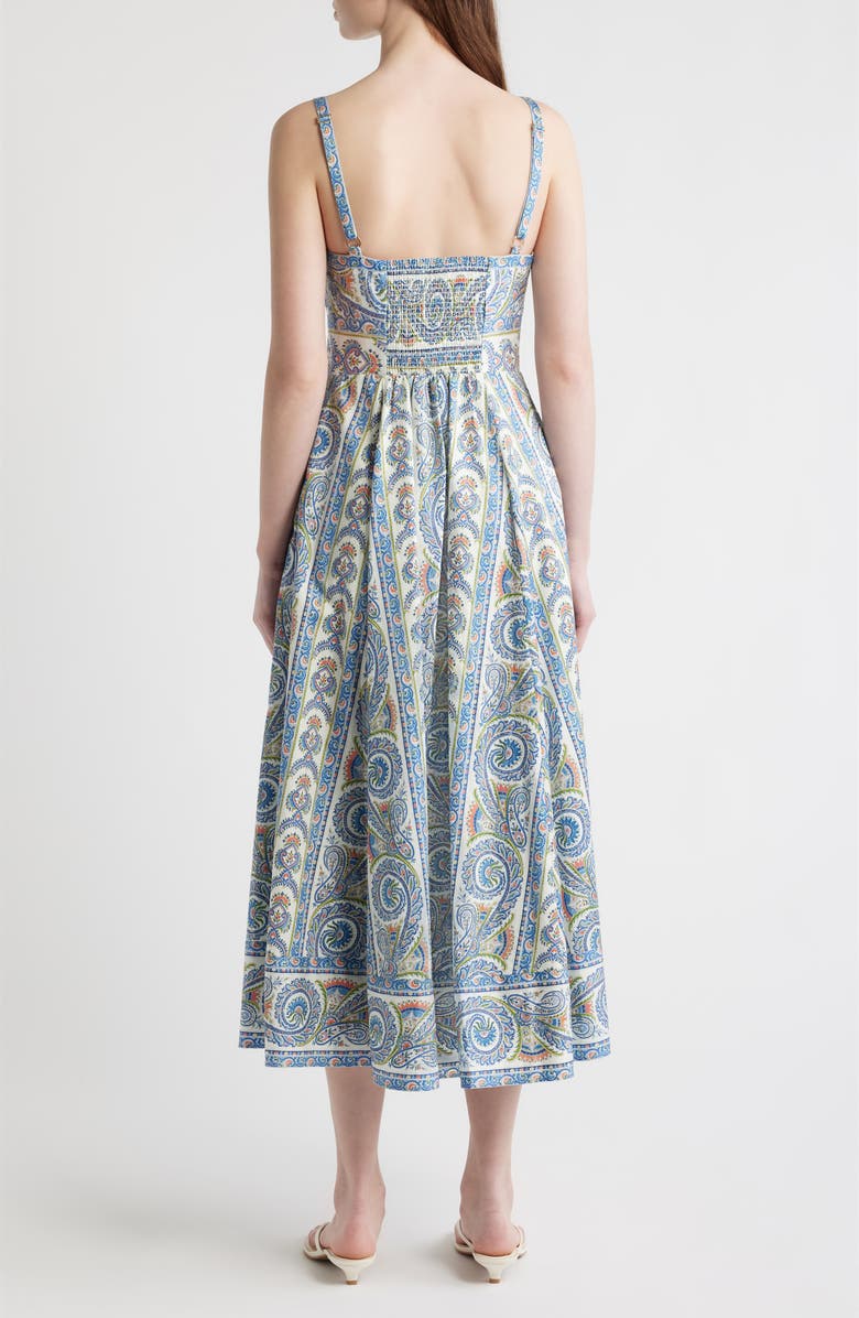 Hill House Home The Margot Stripe Fit & Flare Midi Dress, Alternate, color, Corsica Paisley Blue
