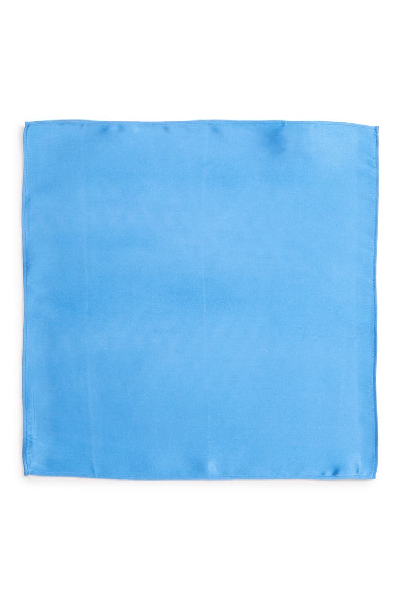 Solid Silk Pocket Square, Alternate, color, BLUE