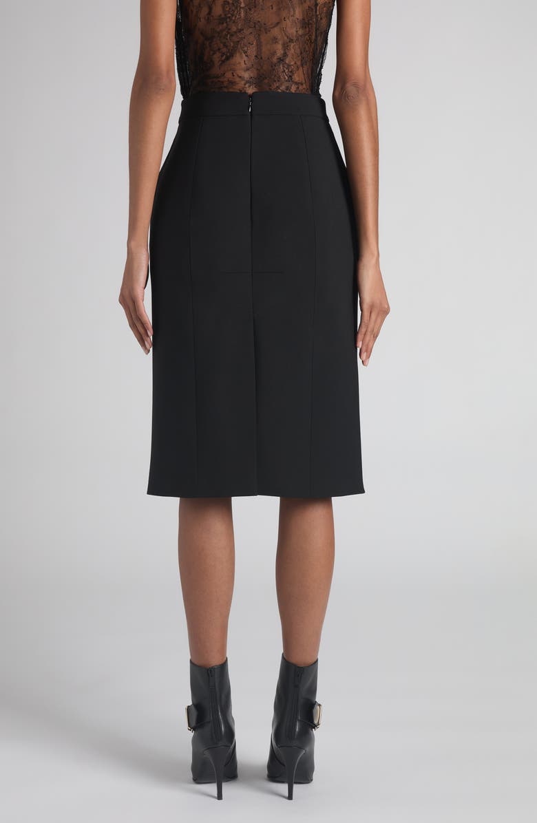 McQueen Dart Wool Stretch Gabardine Midi Skirt, Alternate, color, Black